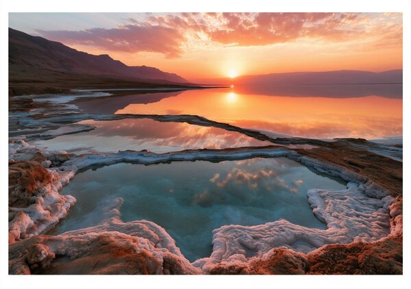 Quadro su tela – Tramonto rosa sul lago salato
