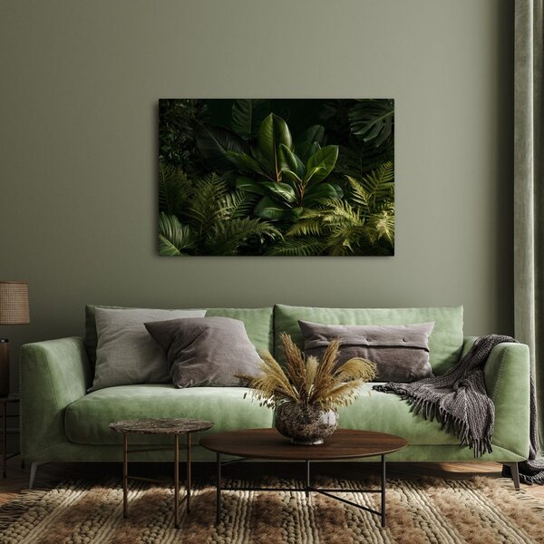 Quadro su tela – Foglie tropicali nella penombra