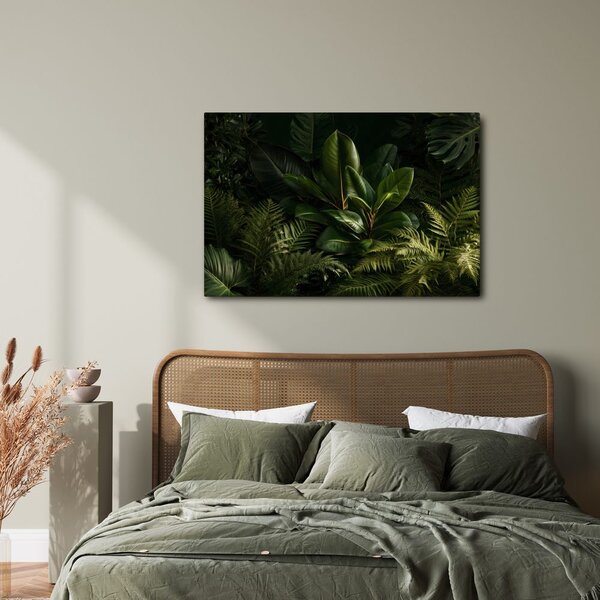 Quadro su tela – Foglie tropicali nella penombra