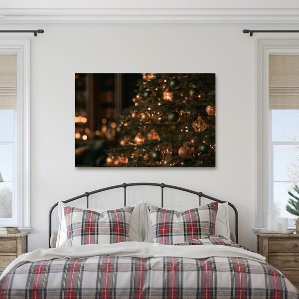 Quadro su tela – Albero di Natale nel bagliore dorato