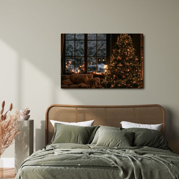 Quadro su tela – Albero di Natale in un interno accogliente