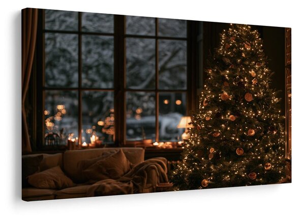 Quadro su tela – Albero di Natale in un interno accogliente