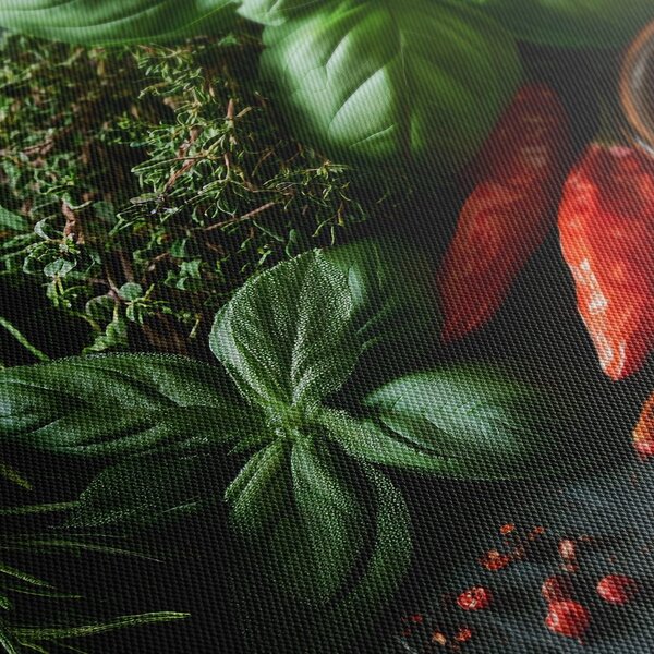 Quadro su tela – Erbe aromatiche e spezie sul tavolo