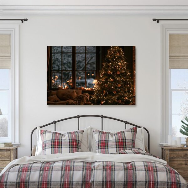 Quadro su tela – Albero di Natale in un interno accogliente