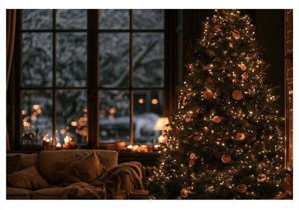 Quadro su tela – Albero di Natale in un interno accogliente