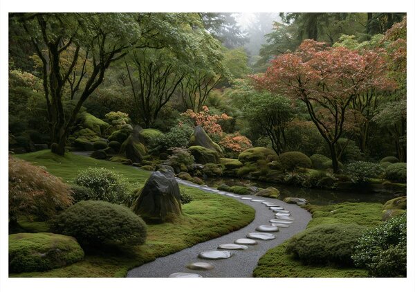 Quadro su tela – Giardino giapponese con sentiero di pietra