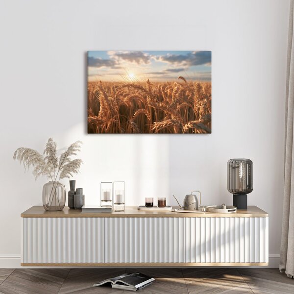 Quadro su tela – Grano dorato al tramonto