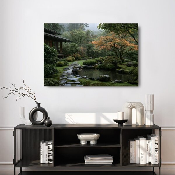 Quadro su tela – Giardino giapponese nella nebbia