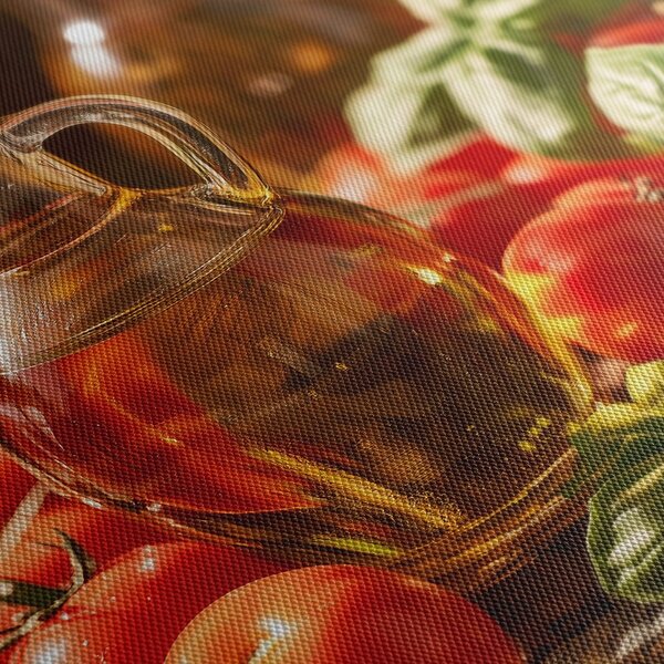 Quadro su tela – Sapori mediterranei con pomodori e basilico