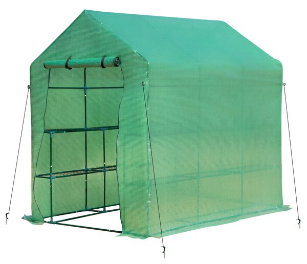 Serra a Tunnel da Giardino 214x143x195 cm in Acciaio e PE Verde