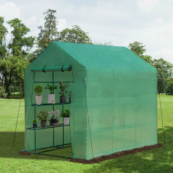 Serra a Tunnel da Giardino 214x143x195 cm in Acciaio e PE Verde