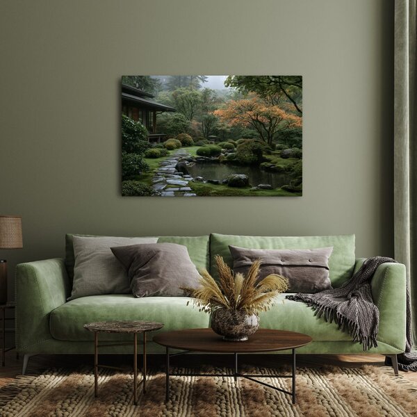 Quadro su tela – Giardino giapponese nella nebbia
