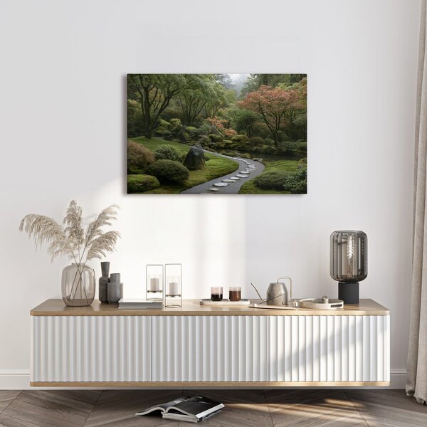 Quadro su tela – Giardino giapponese con sentiero di pietra