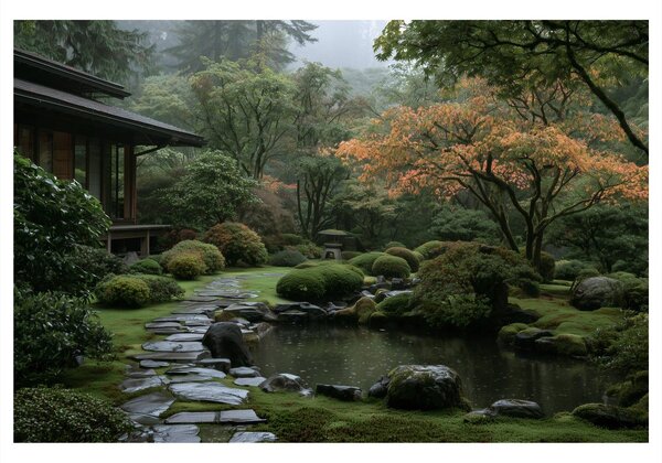 Quadro su tela – Giardino giapponese nella nebbia