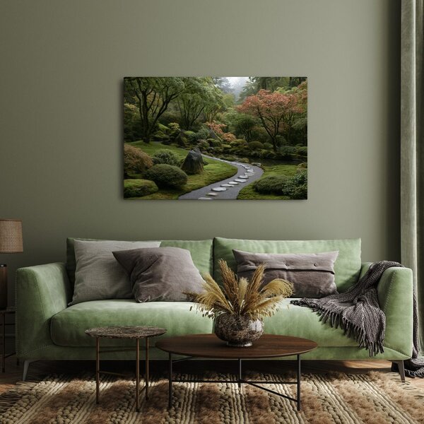 Quadro su tela – Giardino giapponese con sentiero di pietra