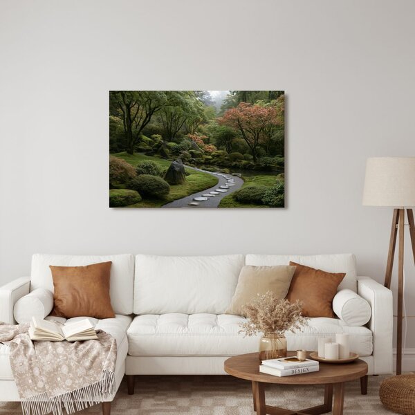 Quadro su tela – Giardino giapponese con sentiero di pietra