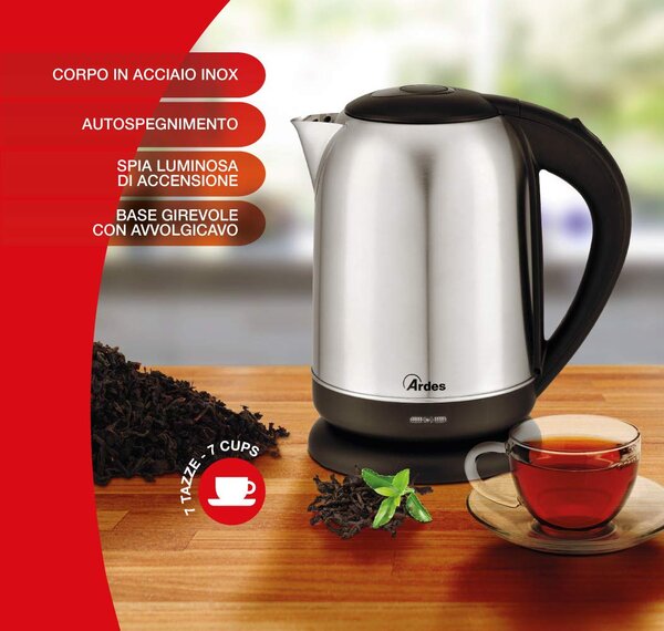 Ardes Bollitore 1,7 Litri in Acciaio Inox - AR1K41