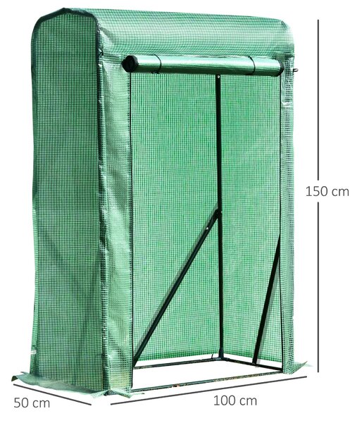 Serra da Giardino con Porta Avvolgibile 100x50x150 cm in Acciaio e PE Verde