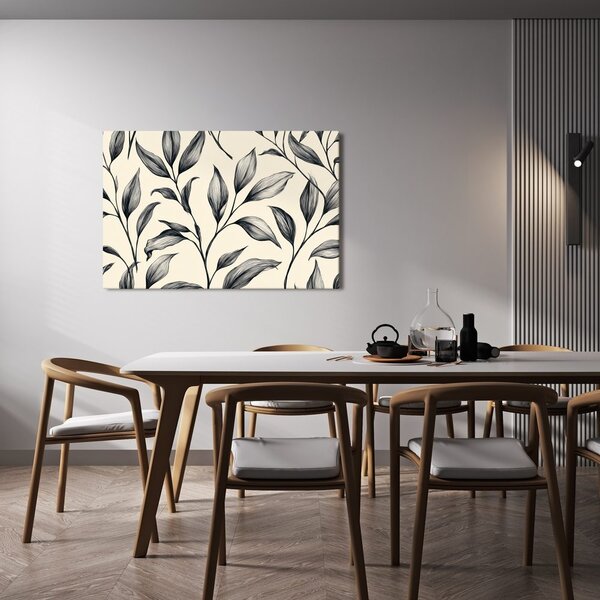 Quadro su tela – Delicato disegno lineare di foglie