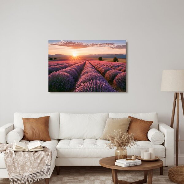 Quadro su tela – Sole sul campo di lavanda