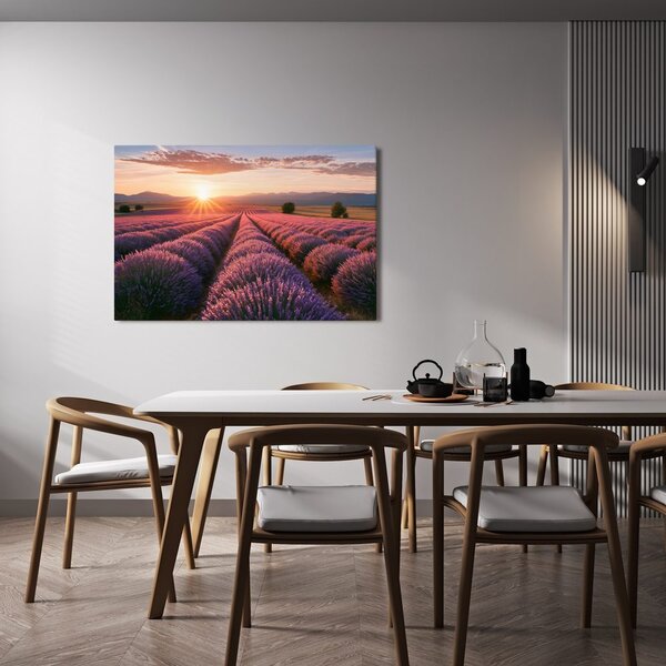 Quadro su tela – Sole sul campo di lavanda