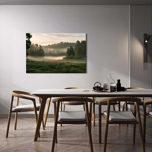 Quadro su tela – Mattina nebbiosa sopra il prato