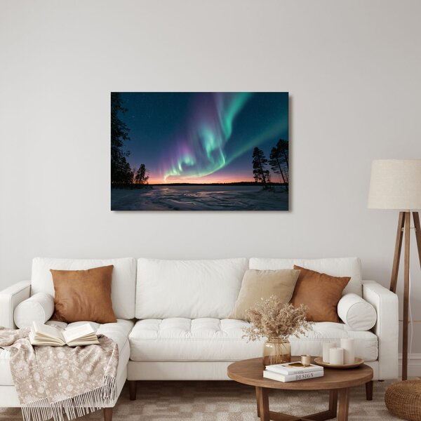 Quadro su tela – Cielo notturno con aurora boreale