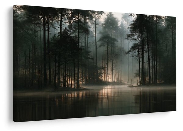 Quadro su tela – Foresta nebbiosa sul lago