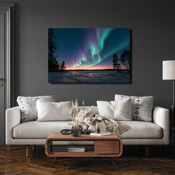 Quadro su tela – Cielo notturno con aurora boreale