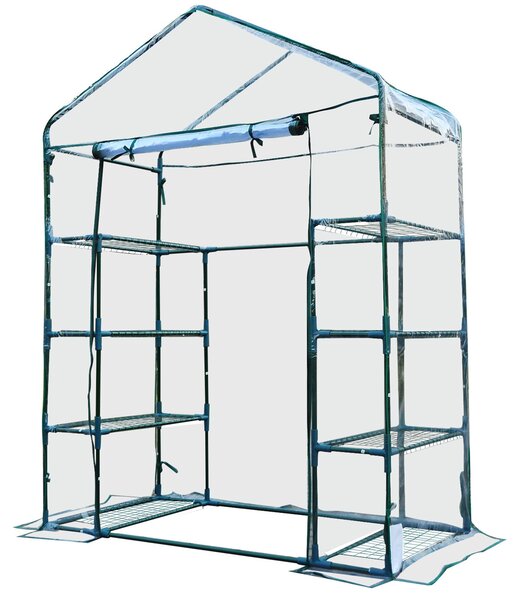 Serra da Giardino con Porta Avvolgibile 143x73x195 cm in Acciaio e PVC Verde