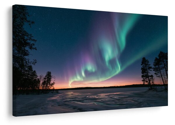 Quadro su tela – Cielo notturno con aurora boreale