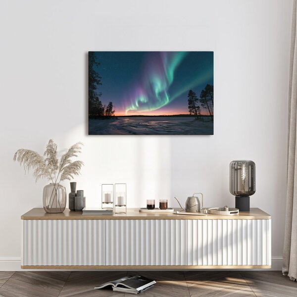 Quadro su tela – Cielo notturno con aurora boreale