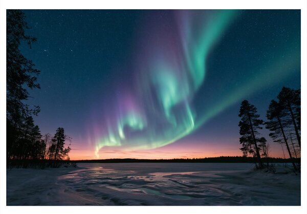 Quadro su tela – Cielo notturno con aurora boreale