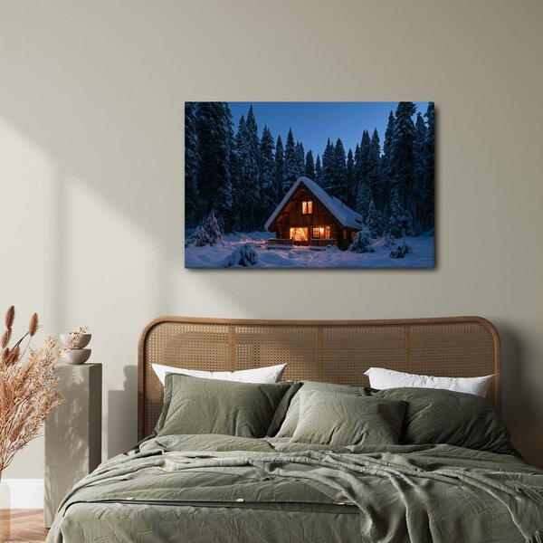 Quadro su tela – Chalet invernale nel bosco