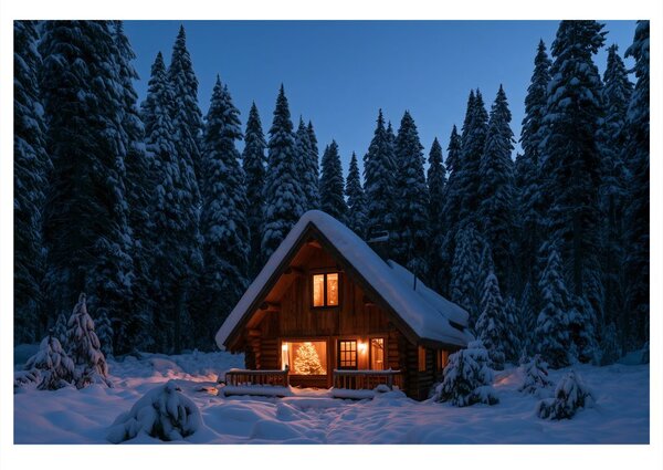 Quadro su tela – Chalet invernale nel bosco