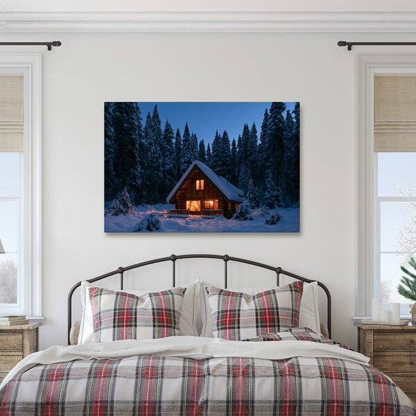 Quadro su tela – Chalet invernale nel bosco