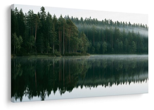 Quadro su tela – Lago nebbioso nel bosco