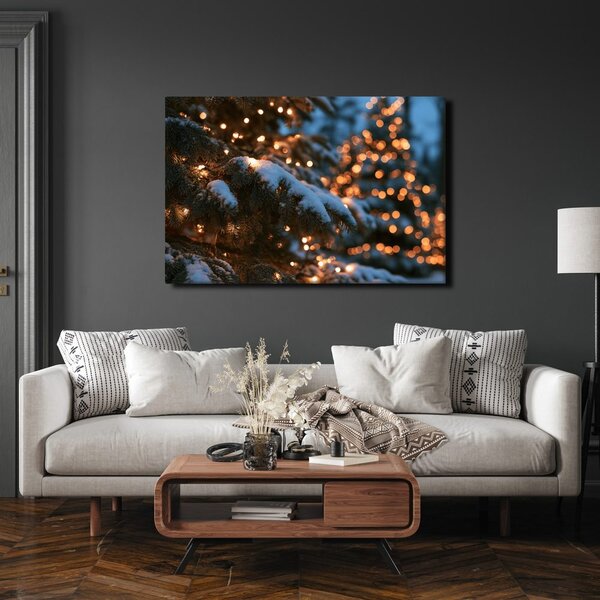 Quadro su tela – Rami innevati con lucine