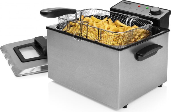 PRINCESS Friggitrice elettrica semiprofessionale 5 Litri Potenza 3270 Watt 3 cestelli Acciaio Inox - 185000