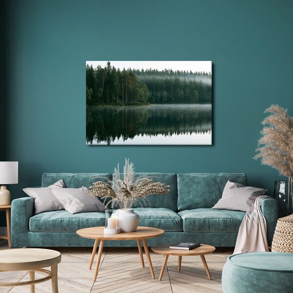 Quadro su tela – Lago nebbioso nel bosco