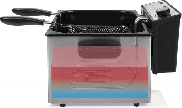 PRINCESS Friggitrice elettrica semiprofessionale 5 Litri Potenza 3270 Watt 3 cestelli Acciaio Inox - 185000