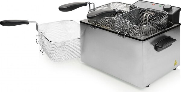 PRINCESS Friggitrice elettrica semiprofessionale 5 Litri Potenza 3270 Watt 3 cestelli Acciaio Inox - 185000