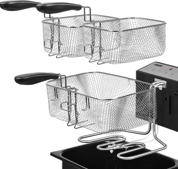 PRINCESS Friggitrice elettrica semiprofessionale 5 Litri Potenza 3270 Watt 3 cestelli Acciaio Inox - 185000