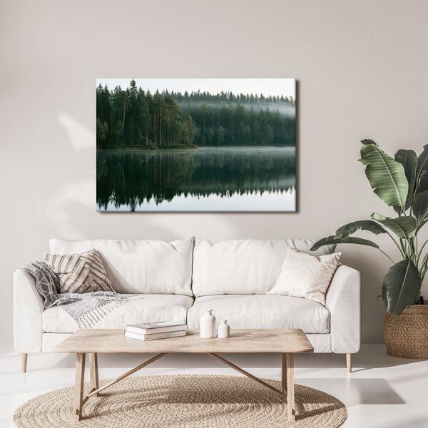 Quadro su tela – Lago nebbioso nel bosco
