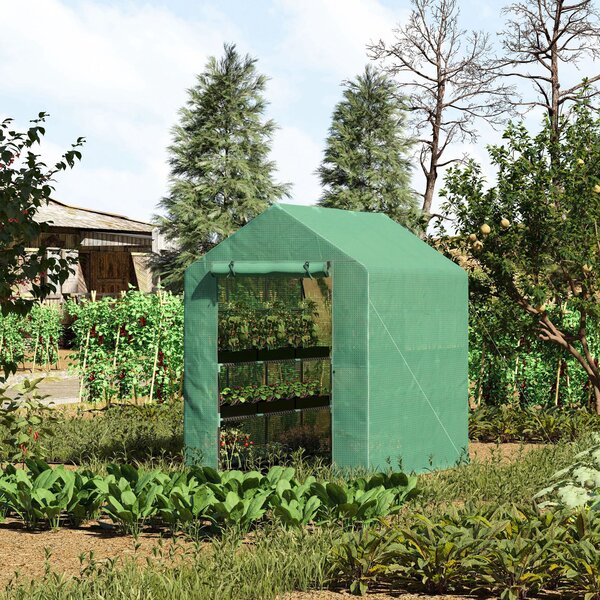 Serra da Giardino 214x143x195 cm con 2 Ripiani Portavasi Verde