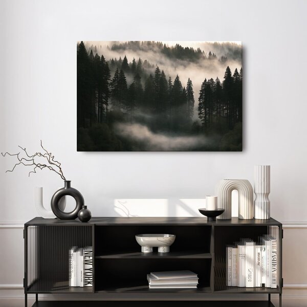Quadro su tela – Bosco silenzioso nella nebbia