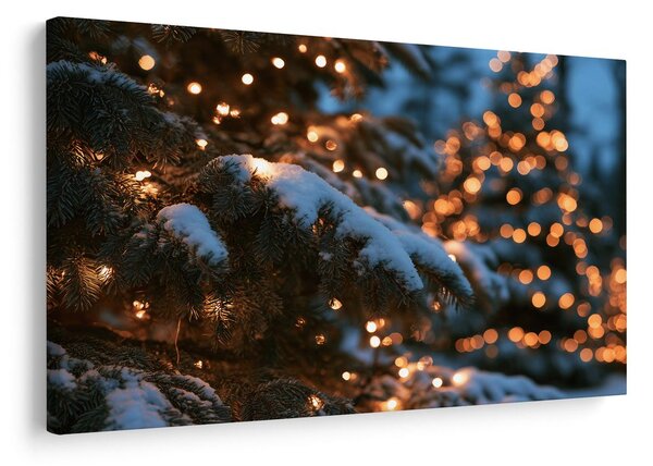 Quadro su tela – Rami innevati con lucine
