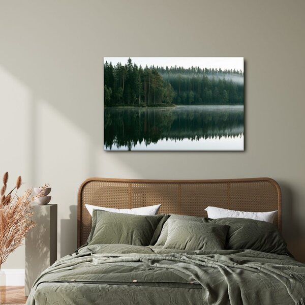 Quadro su tela – Lago nebbioso nel bosco