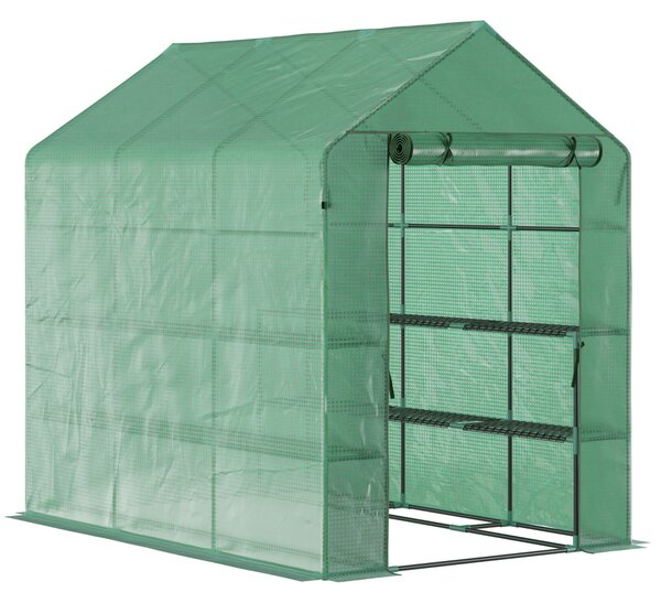 Serra da Giardino 214x143x195 cm con 2 Ripiani Portavasi Verde