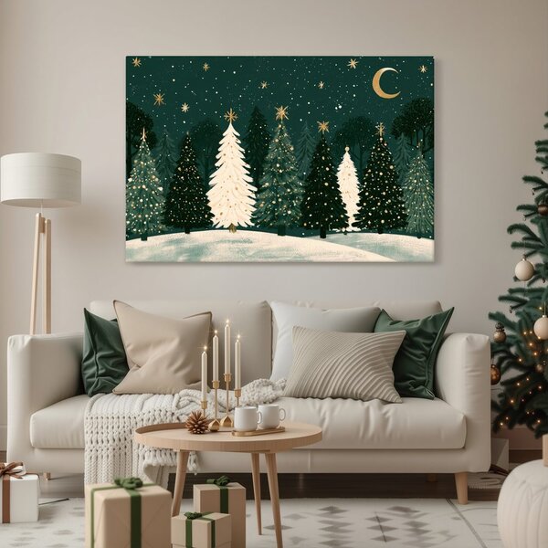 Quadro su tela – Foresta invernale sotto le stelle